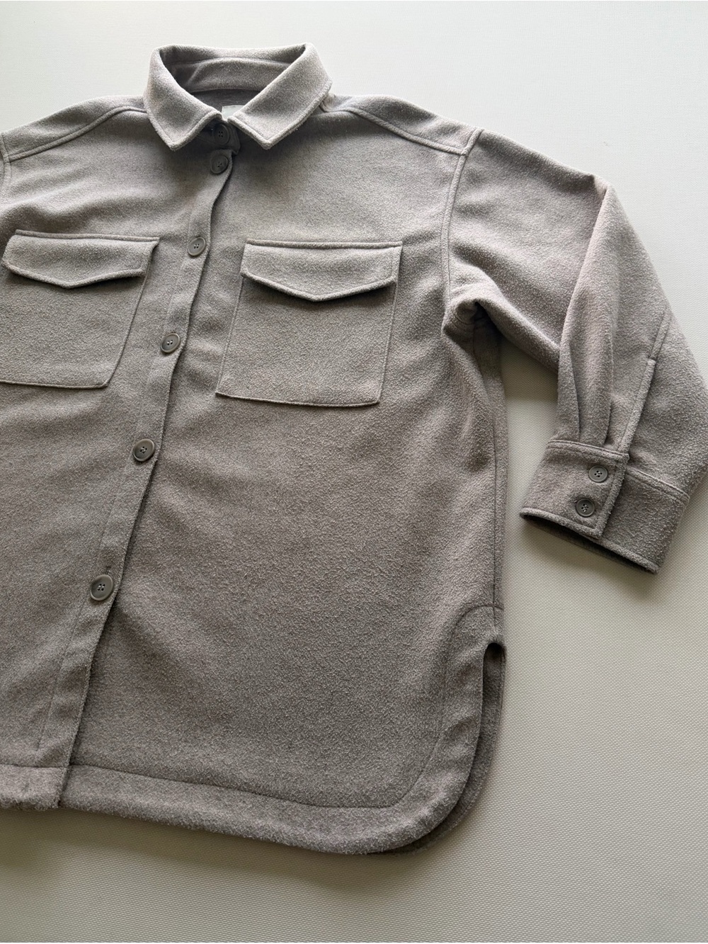 H&M Taupe Button-Front Overshirt Jacket